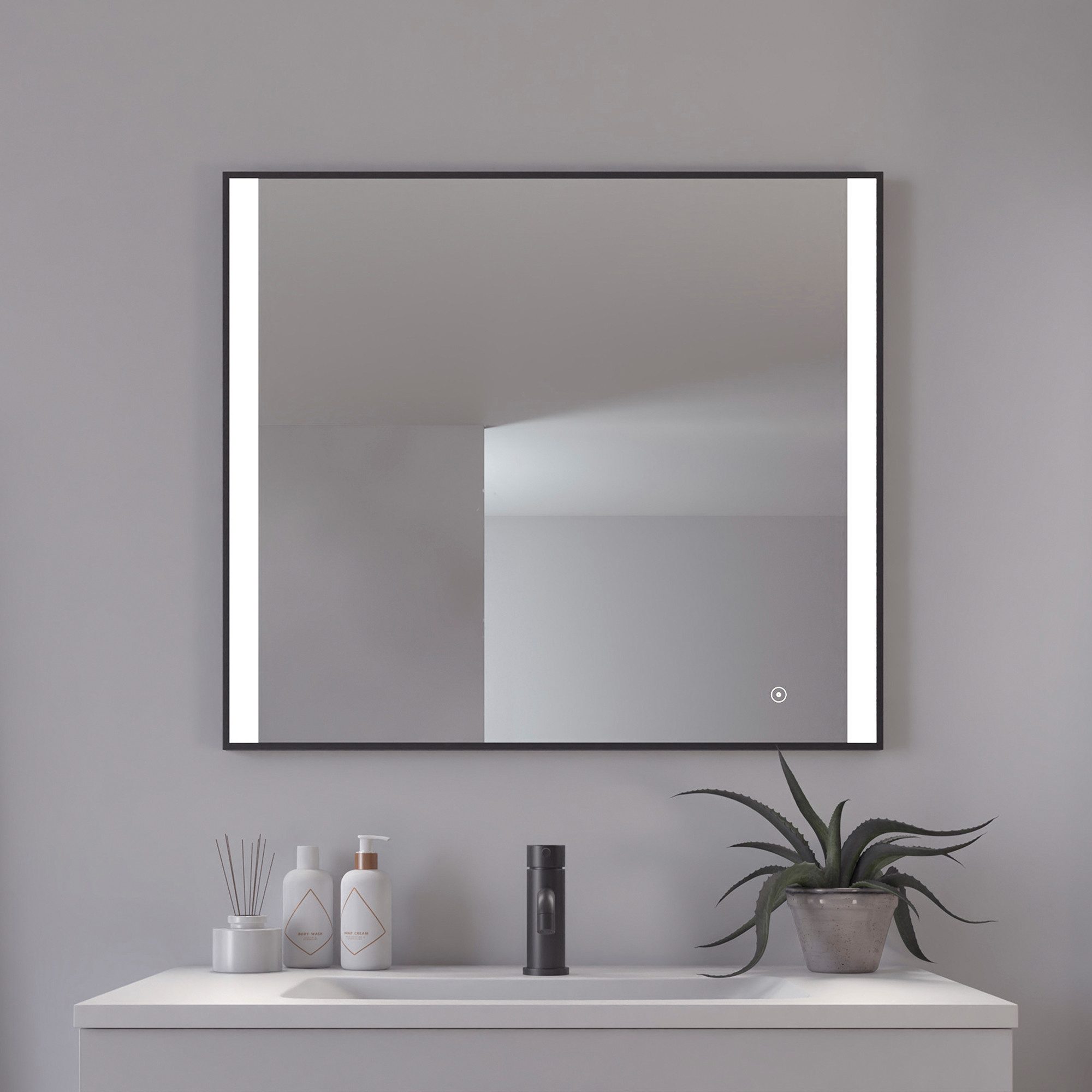 Loevschall Badspiegel Libra Quadratisch, Badzimmerspiegel mit LED Beleuchtu günstig online kaufen