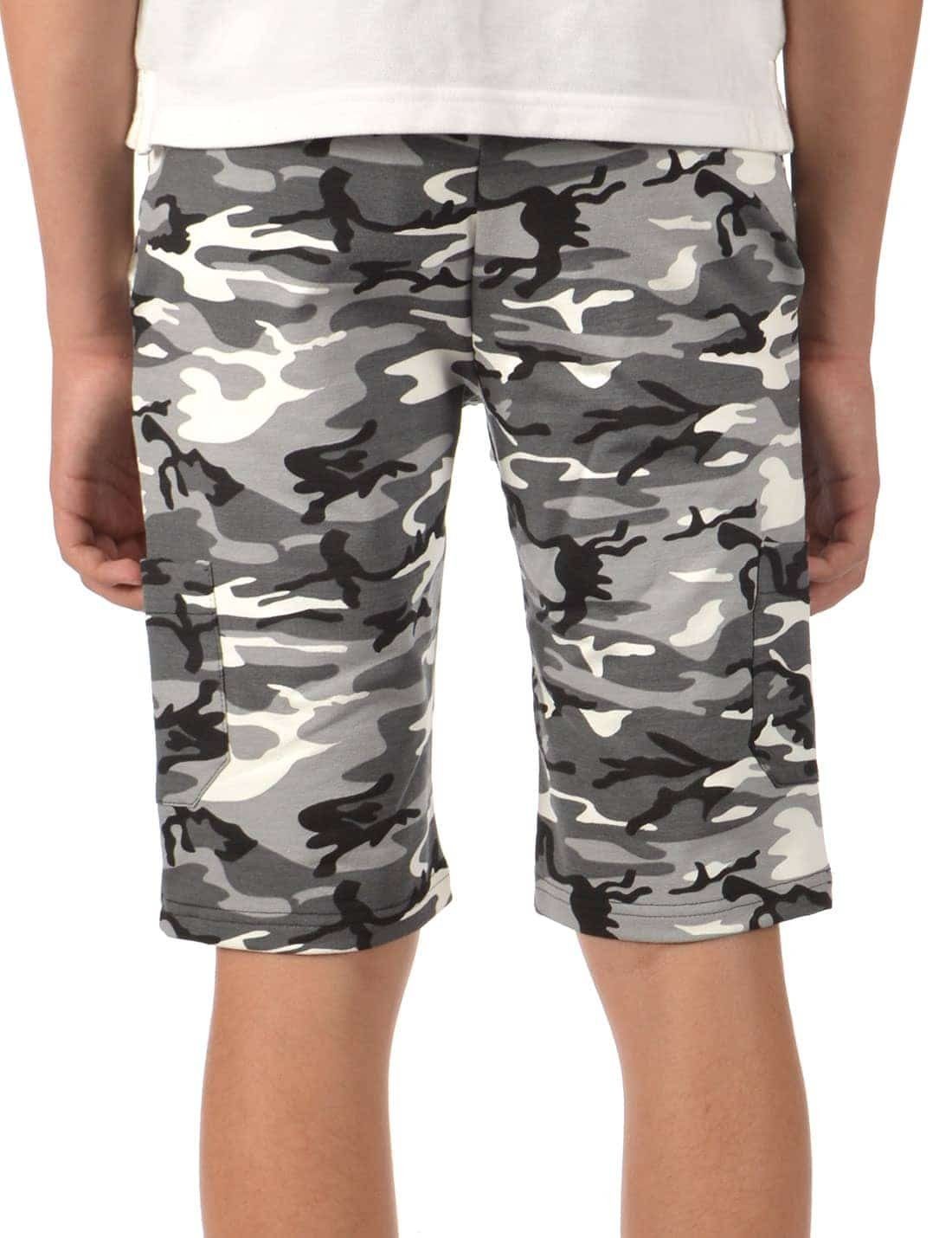 Kinder Jungen Camouflage Camouflage Cargoshorts Grau Uni (1-tlg) Shorts Stoff BEZLIT Casual