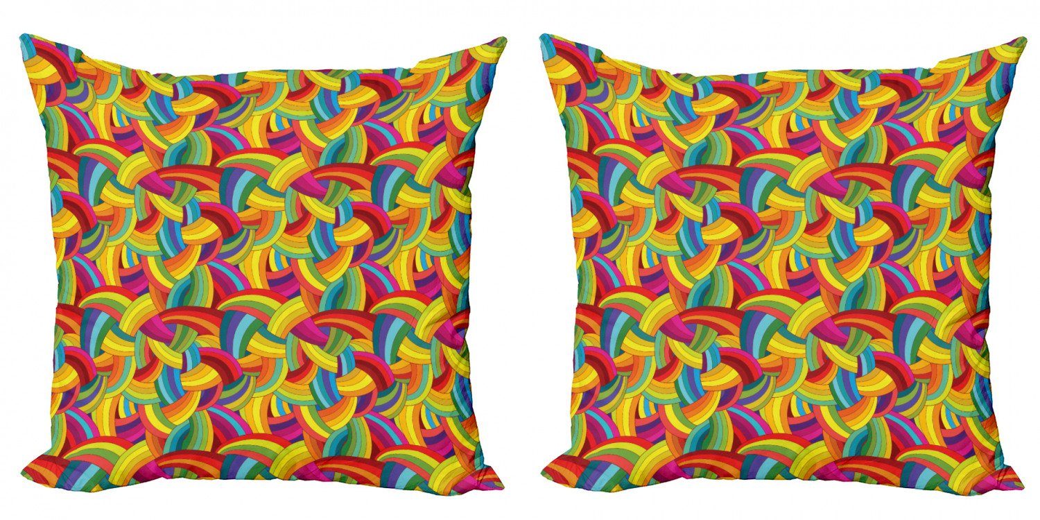 Kissenbezüge Modern Accent Doppelseitiger Digitaldruck, Abakuhaus (2 Stück), Psychedelisch Bunte Regenbogen