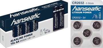 Hanseatic 25 Stück Batterie Mix Set Batterie, (25 St), 10x AA + 10x AAA + 5x CR 2032
