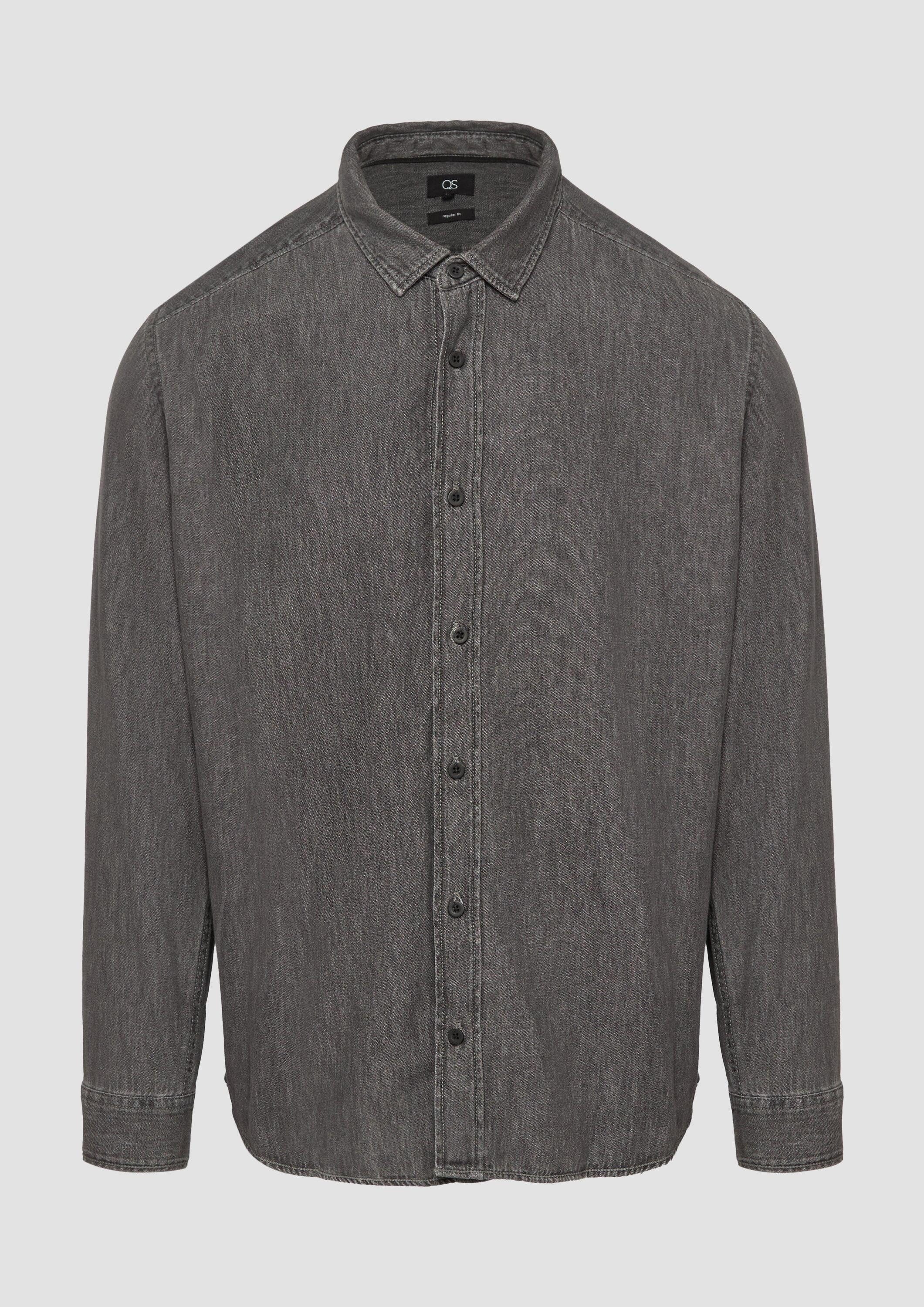 QS Langarmhemd Hemd Regular Fit: Denim-Hemd