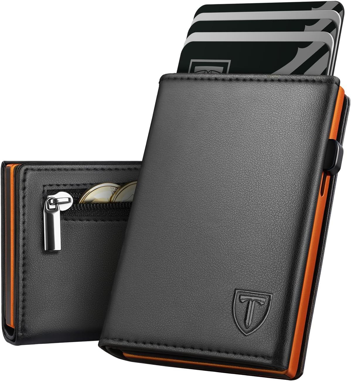 Ophy Geldbörse Herren Slim Wallet mit RFID-Schutz & Münzfach – Portemonnaie, für 11 Karten, 8 Scheine, 5 Münzen & ID-Fenster – in Geschenkbox