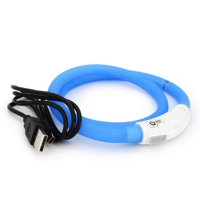 PRECORN Hunde-Halsband LED Silikon Hunde Leuchthalsband aufladbar per USB indiv. kürzbar, Silikon