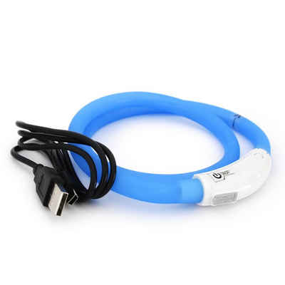 PRECORN Hunde-Halsband LED Silikon Hunde Leuchthalsband aufladbar per USB indiv. kürzbar, Silikon