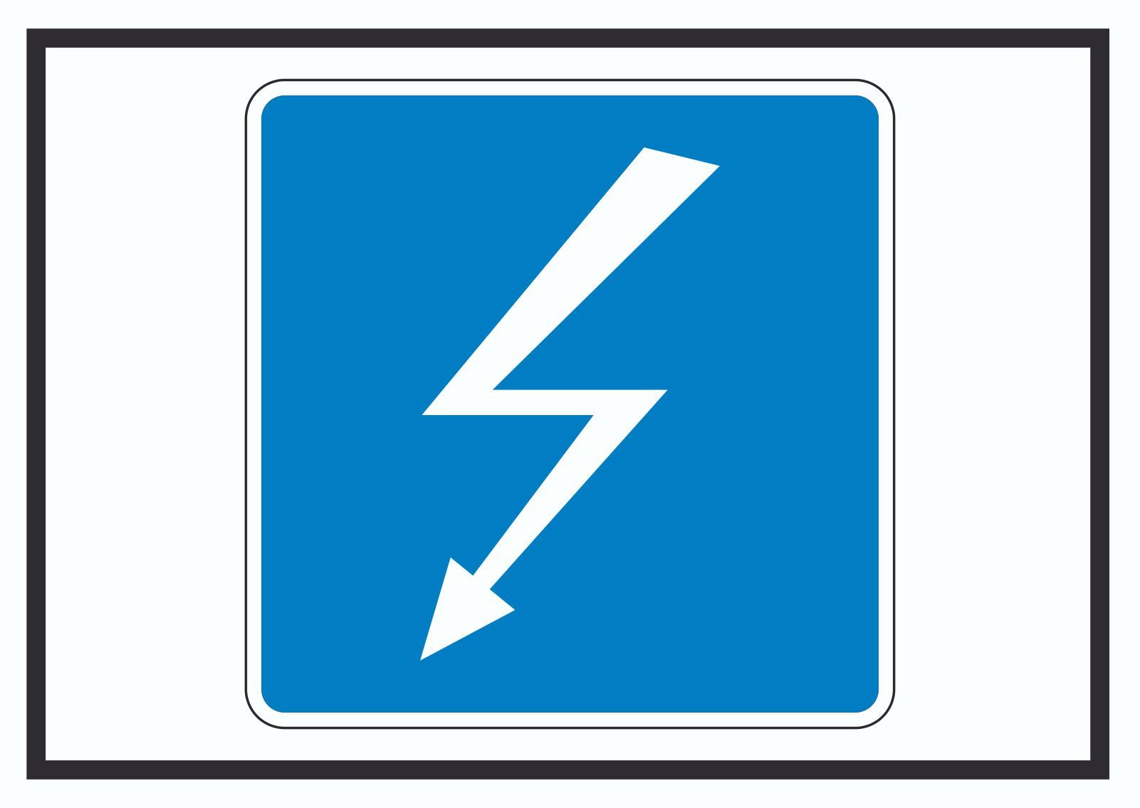 HB-Druck Hinweisschild Hochspannungsleitung Kreuzt Symbol, wetterfest, stabil, UV-beständig, kratzfest