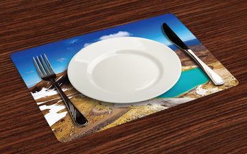 Platzset, Waschbare Stoff Esszimmer Küche Tischdekorations Digitaldruck, Abakuhaus, (4-teilig, 4 Teilig-St., Set aus 4x), Neuseeland Emerald Lakes Foto