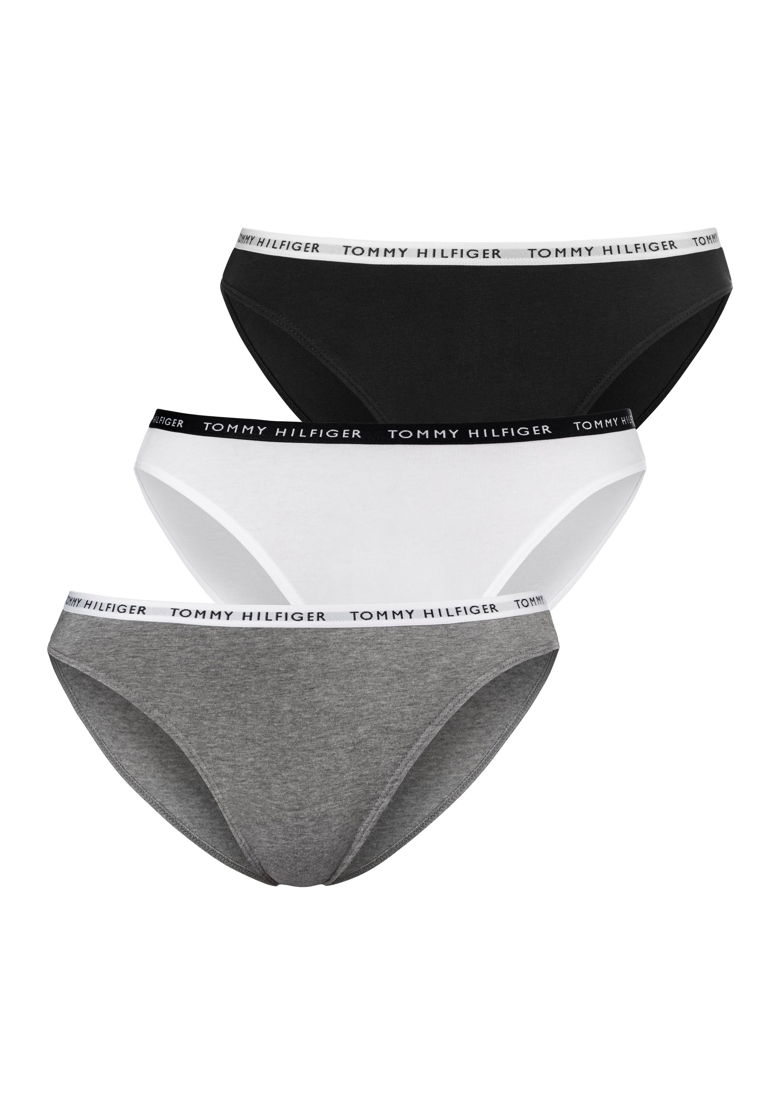 / Hilfiger (3-St) / mit Tommy white grey medium schmalem black Bikinislip Underwear htr Logobündchen