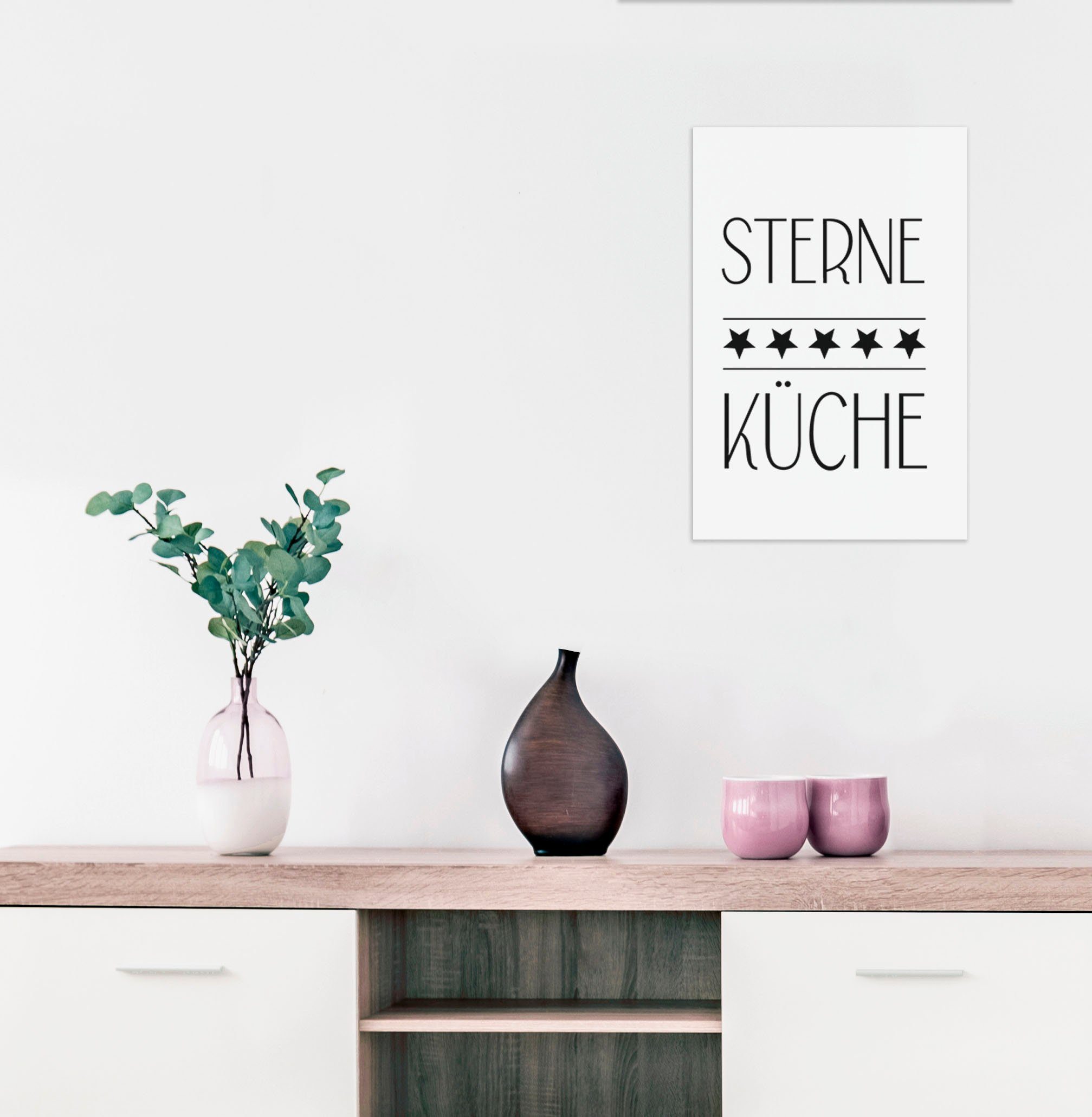 queence Wanddekoobjekt 5 STERNE KÜCHE, Stahlschild, Blechschild, Spruch, Witzig, Wanddeko, retro, 20x30cm