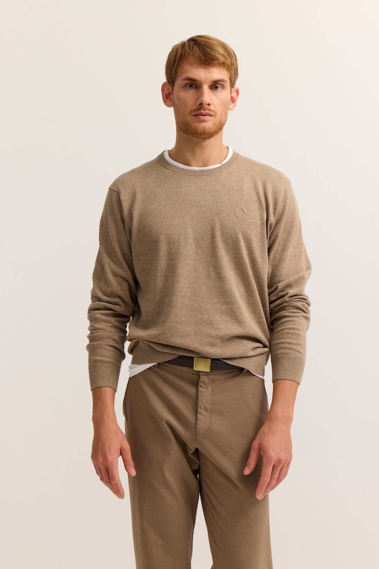 bugatti Rundhalspullover Regular Fit Basic Essential aus reiner Baumwolle