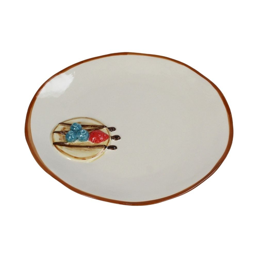 Kersten BV Speiseteller Teller Steingut Multi - Pancake, (1 St), 3D Pancake mit 3D Beeren