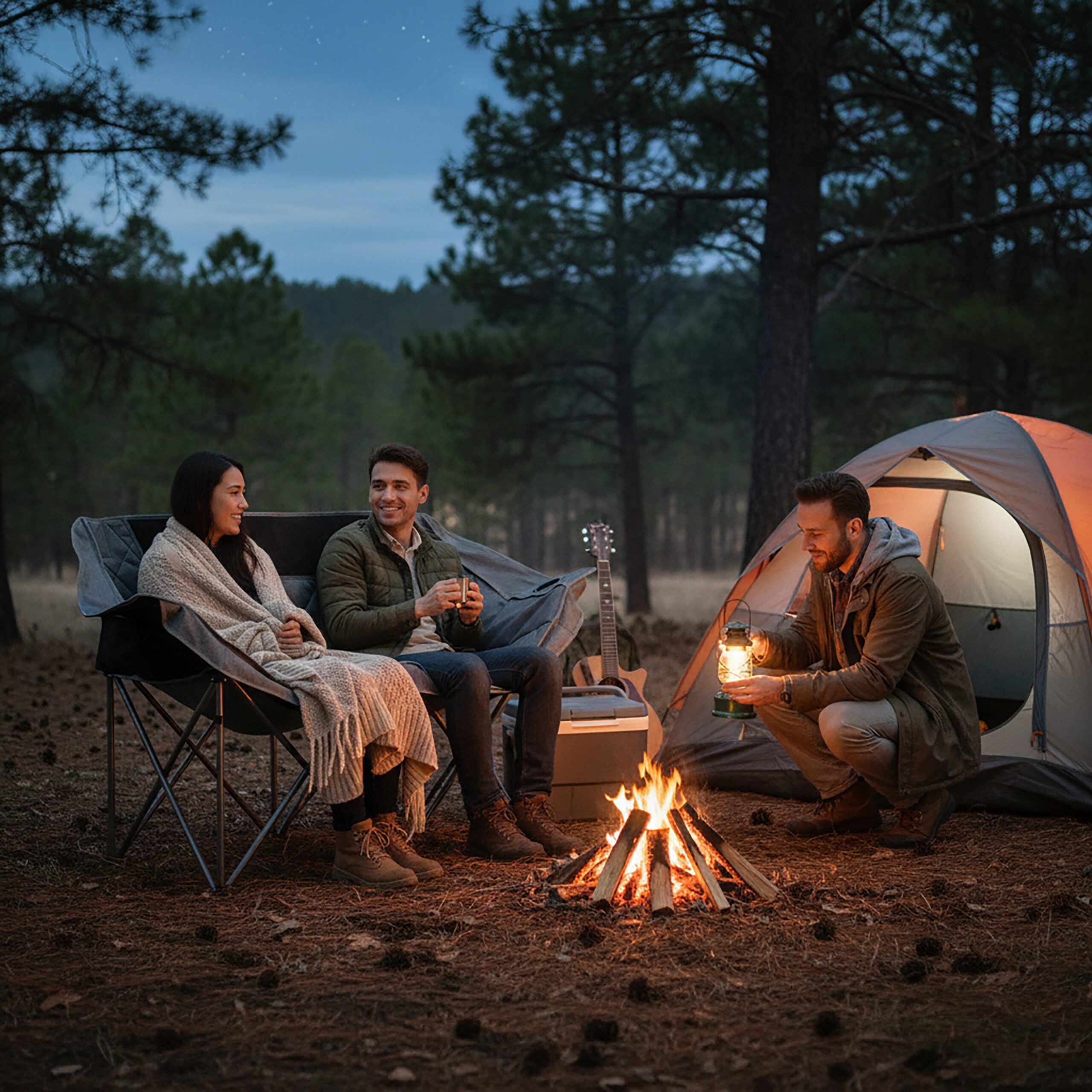 relaxdays Campingstuhl Camping Bank für 2 Personen, grau