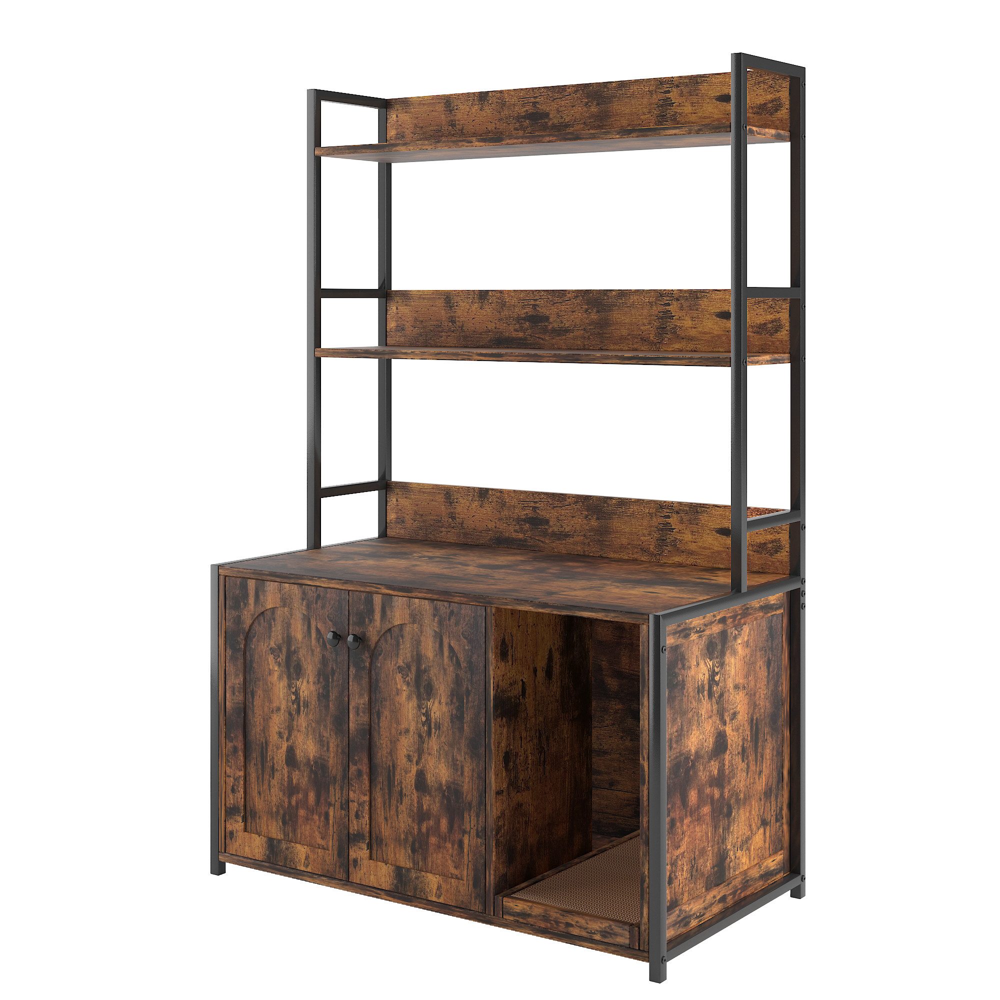 GarveeMore Katzentoilette mit Doppeltüren & Eingang & offenem Regal, Großer günstig online kaufen