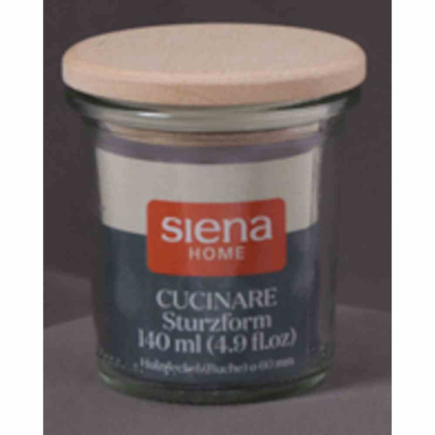 Siena Home Vorratsdose Sturz-Glas "Cucinare" RR140 Weck-Glas 140 ml, Buchenholz-Deckel, Glas