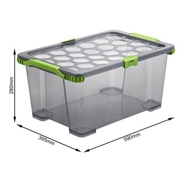 ROTHO Aufbewahrungsbox Evo Total Protection 3er-Set Aufbewahrungsbox 44l mit Deckel, lebensmittelechter Kunststoff (PP) BPA-frei (Aufbewahrungsset, 3er-Set)