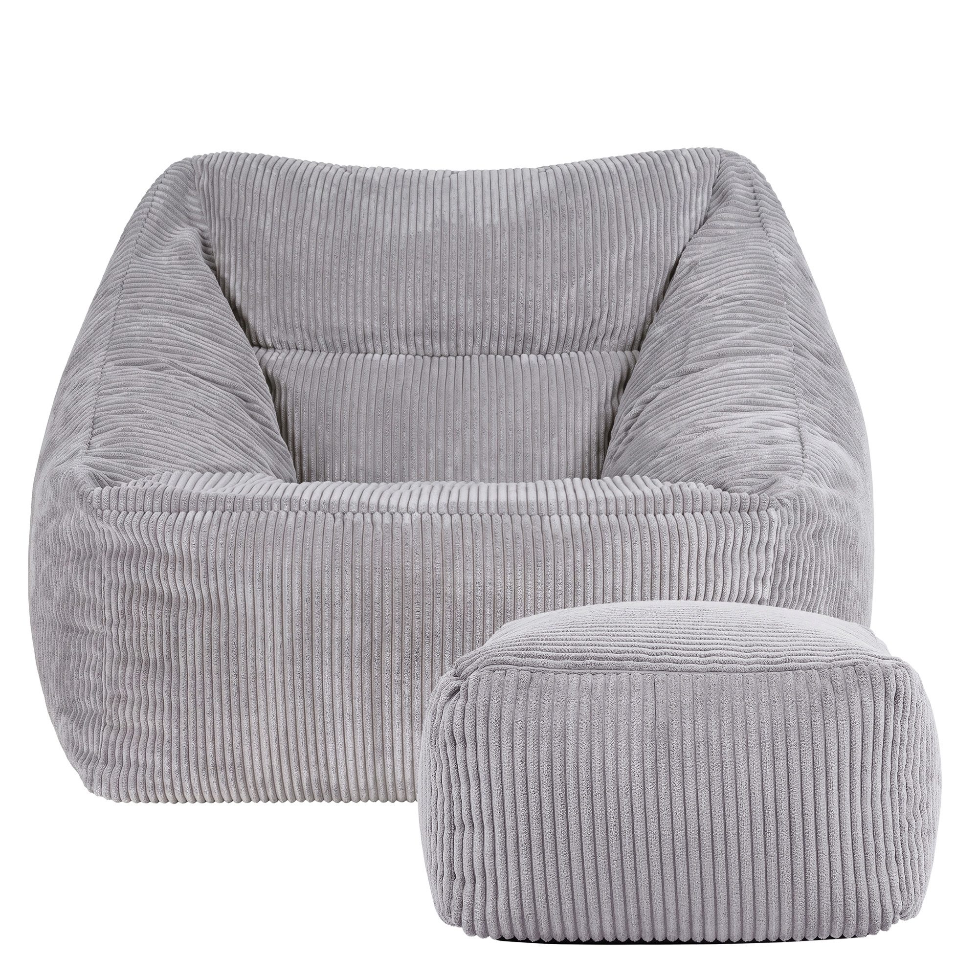 icon Sitzsack Riesen Sessel aus Cord Flauschig „Natalia" mit Hocker (Spar-Set, 1 x Sitzsack-Sessel, 1 x Fußhocker), Sitzsack XXL, Made in Germany, für Erwachsen – Bild 4 von 5