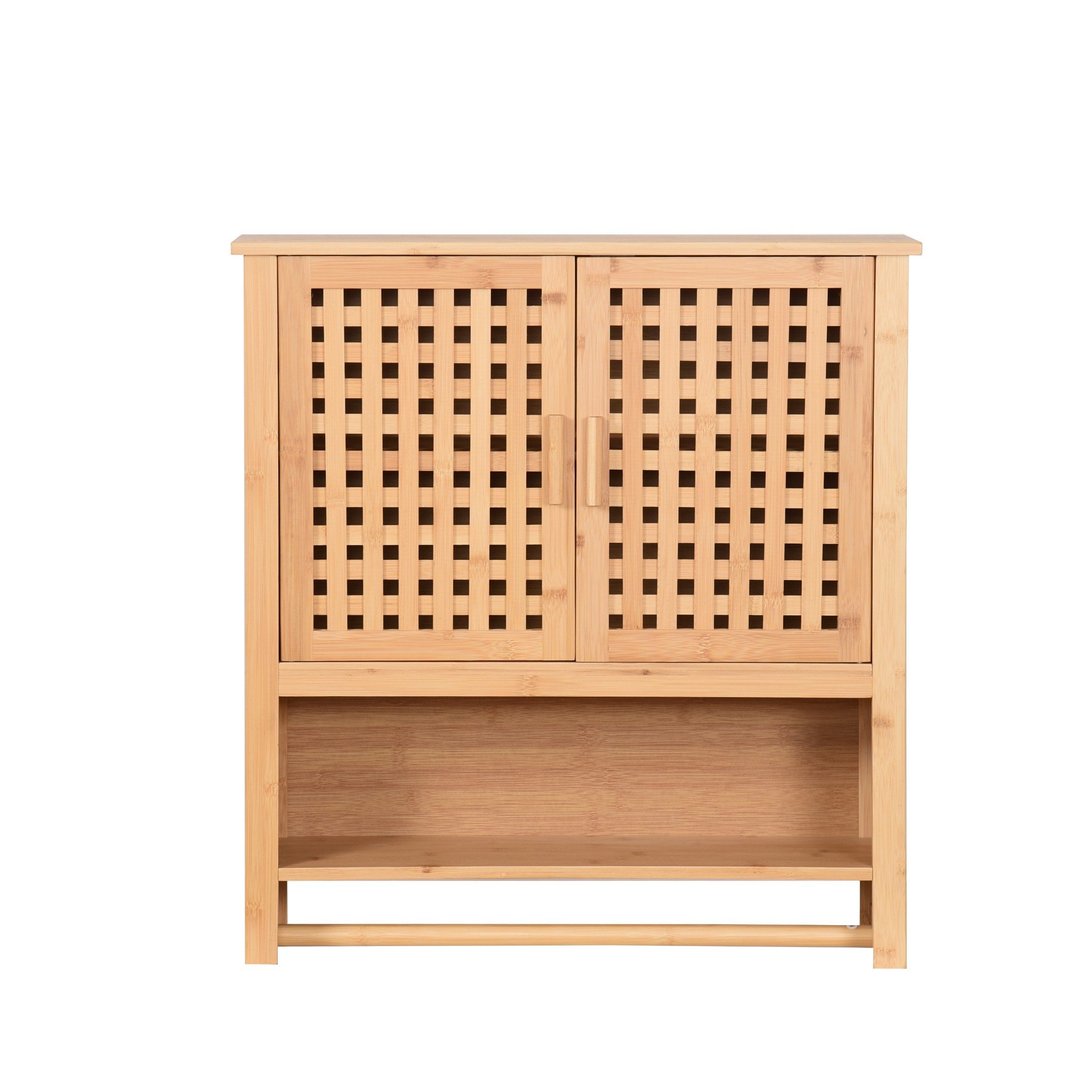 ChooChoo Bauernhaus Medizinschrank – Wandschrank Für Bad/Küche, 49,3x66x17,8 Cm, Mit Regal, Handtuchstange, Haken, Antikweiß/braun