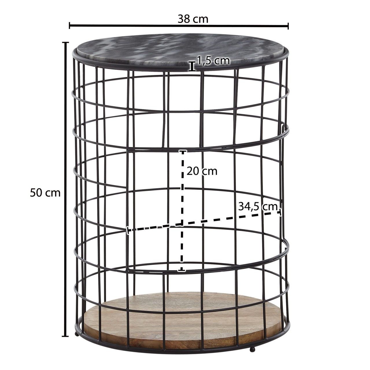 tinkaro Beistelltisch JOMO indischer Mercury Marmor/Massivholz Sofatisch Schwarz (1-St). Reduzierter Preis € 209,95. Unverbindliche Preisempfehlung € 257,95