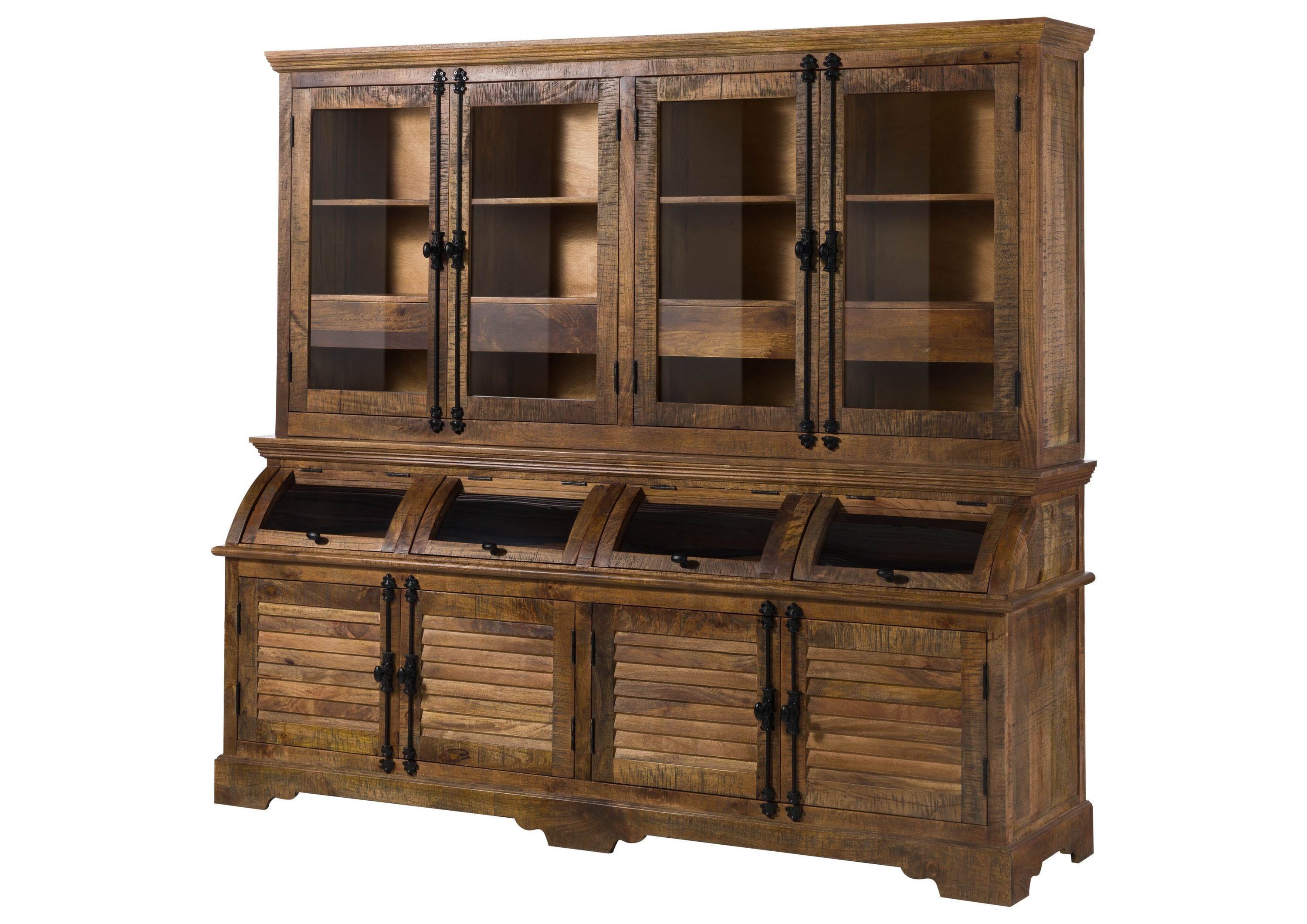 Massivmoebel24 Buffet (Buffet Mango 210x55x190 dunkelbraun geölt RODEZ #154) Buffet Mango 210x55x190 dunkelbraun geölt RODEZ #154