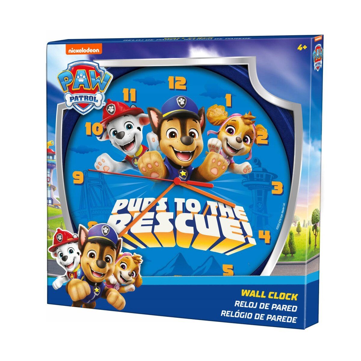 PAW PATROL Wanduhr Paw Patrol Wanduhr 25cm Rescue Pups Uhr für Kinderzimmer