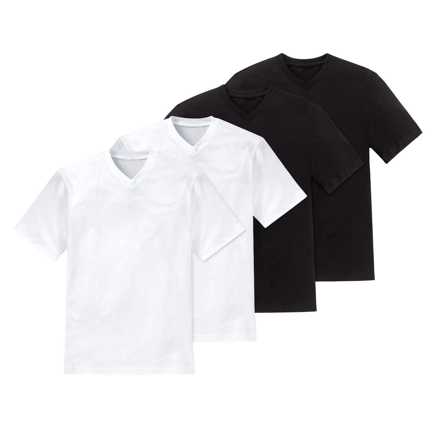 Schiesser T-Shirt (4-tlg) V-Ausschnitt, kurzarm, verstärkte Halsnaht, im 4e günstig online kaufen