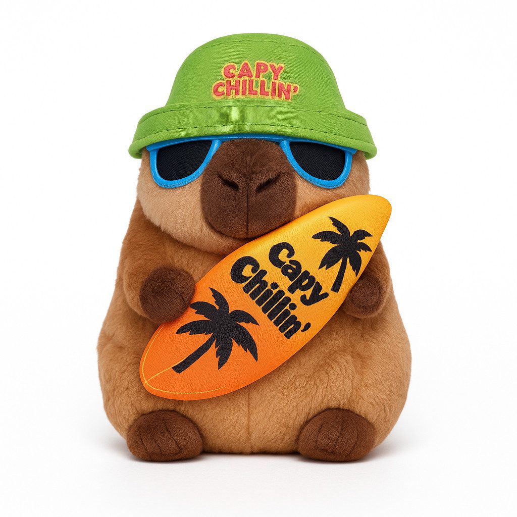 soma Kuscheltier Capybara Plüschtier Kuscheltier 25cm mit Surfbrett Spruch günstig online kaufen