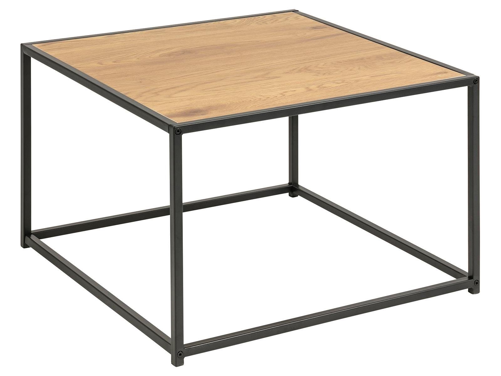 möbelando Couchtisch Carney, Moderner Couchtisch, Gestell aus Metall pulverbeschichtet in Schwarz-Matt, Tischplatte aus MDF in Wildeiche Nachbildung. Breite 60 cm, Höhe 40 cm, Tiefe 60 cm