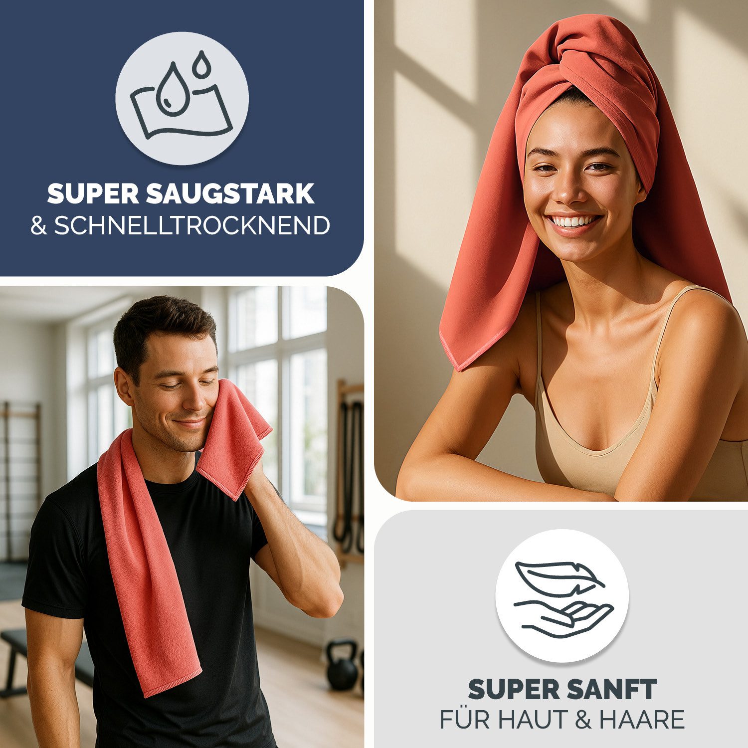 Blumtal Sporthandtuch Mikrofaser Handtuch - kompakte Mikrofaser Handtücher, Mikrofaser (inkl. Transporttasche, einzeln oder als Set verfügbar, 1-St), ultra leic – Bild 4 von 5