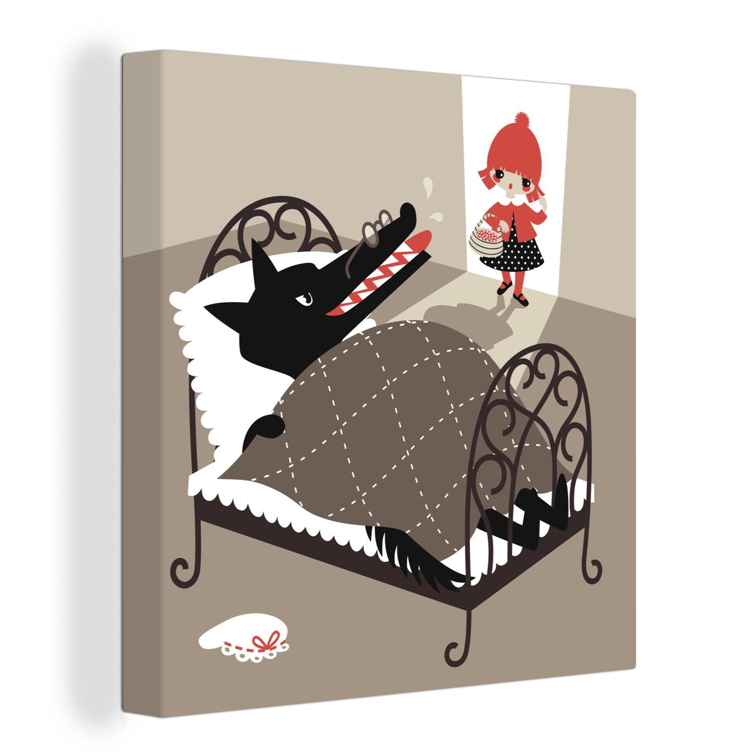 Leinwand Schlafzimmer OneMillionCanvasses® St), Illustration für Rotkäppchen, (1 Wolfs mit Bilder Eine Leinwandbild Wohnzimmer des