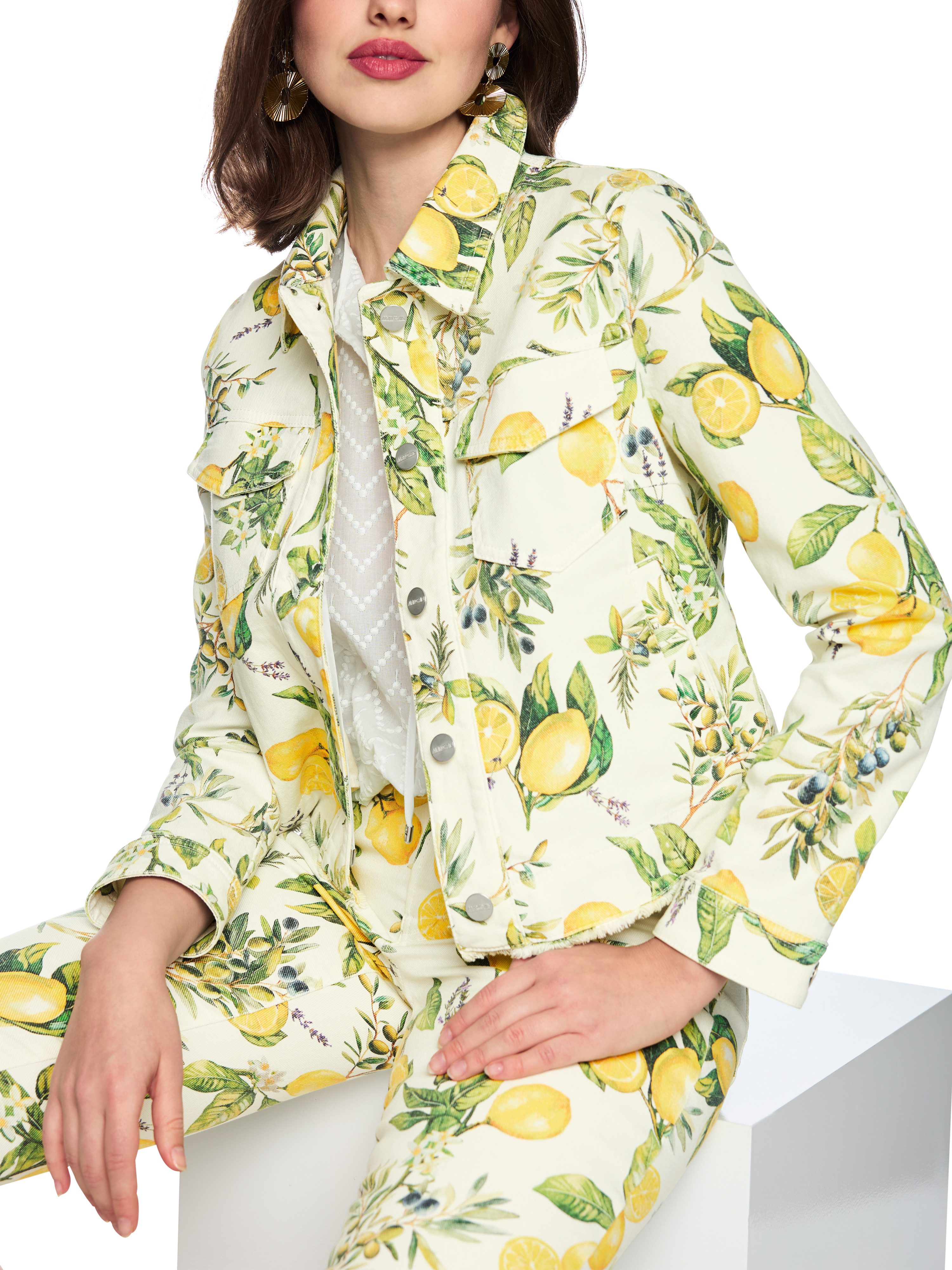 Marc Cain Jeansjacke Amalfi Portofino Lemons Premium Damenmode mit Zitronen-Print