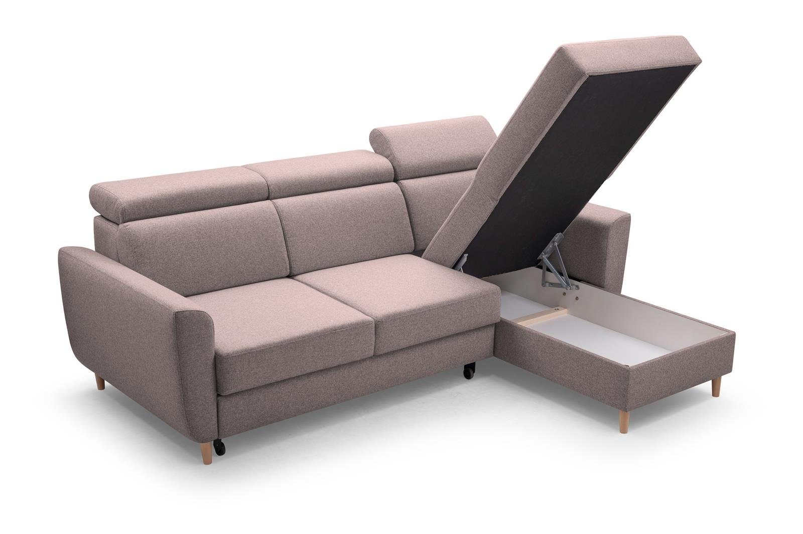 Beautysofa Ecksofa Modern universelle Sofa cappucino Couch GUSTAW Schlaffunktion mit Ecksofa