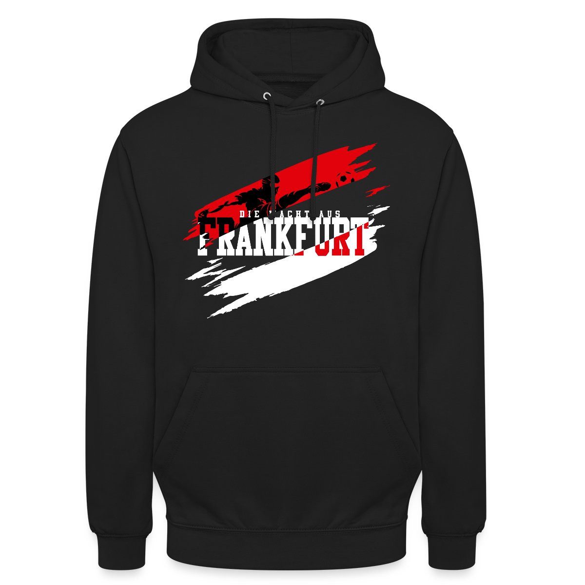 Spreadshirt Hoodie Die Macht Aus Frankfurt Fußball Fan Unisex Hoodie (1-tlg) Unisex-Schnitt: Sitzt bei Männern körpernah, bei Frauen weit