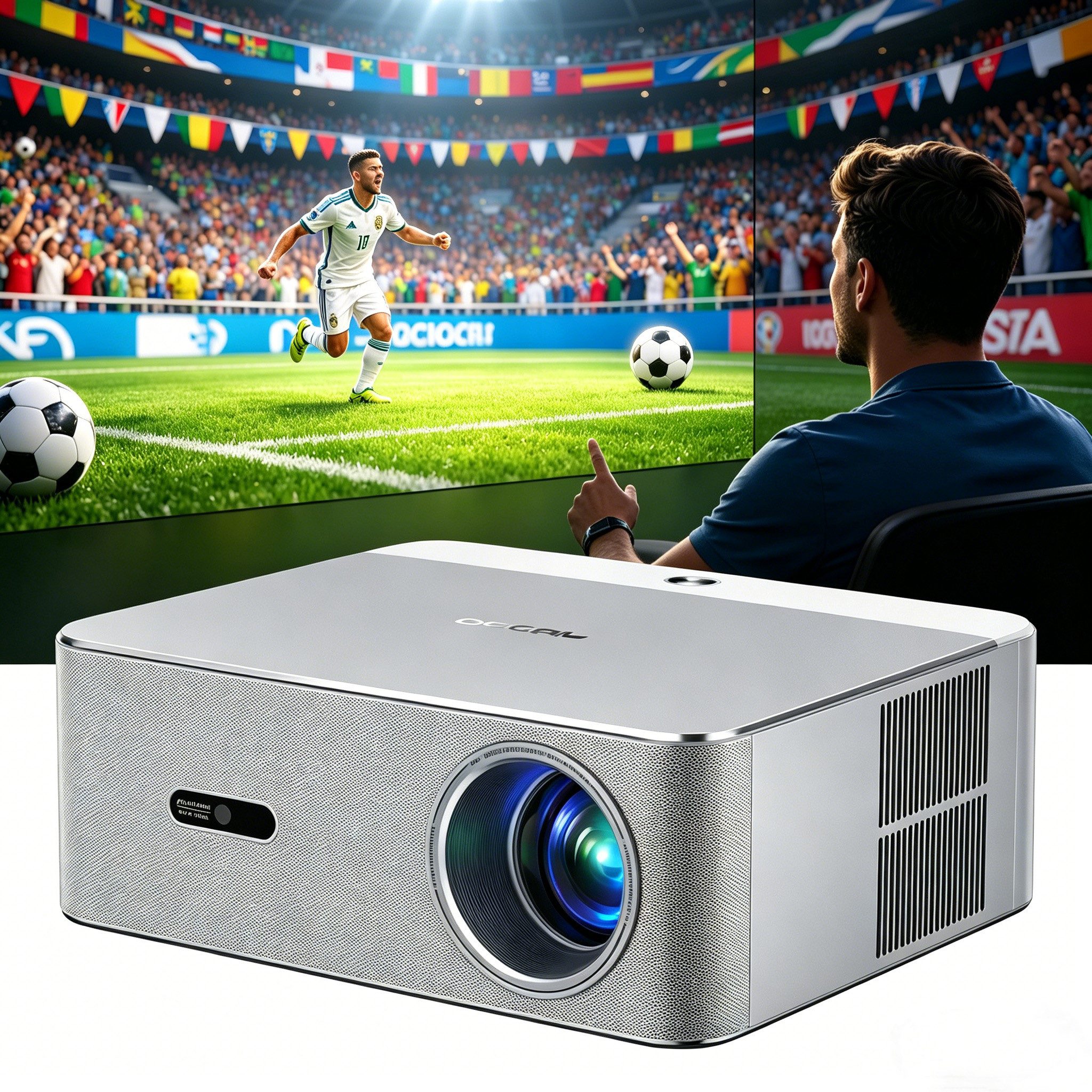 OSCAL PV800 PRO: 1400 ANSI Lumen, 4K, Google TV mit Netflix, WiFi 6 LED-Beamer (1400 lm, Google TV, WiFi 6, Auto-Fokus, Auto-Keystone, BT 5.0, 4000:1 Kontrast)