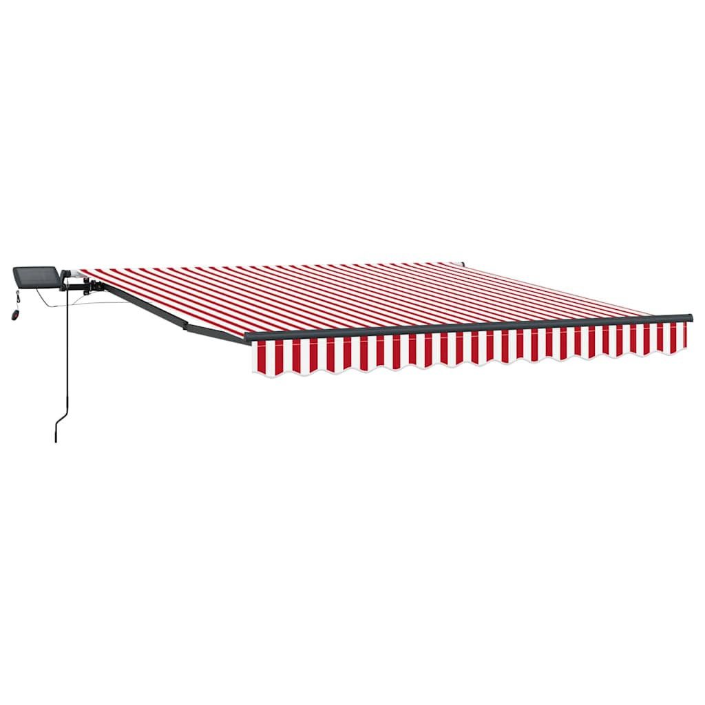 vidaXL Markise Manuelle einziehbare Markise mit LED Rot-Weißen Streifen 350x250 cm