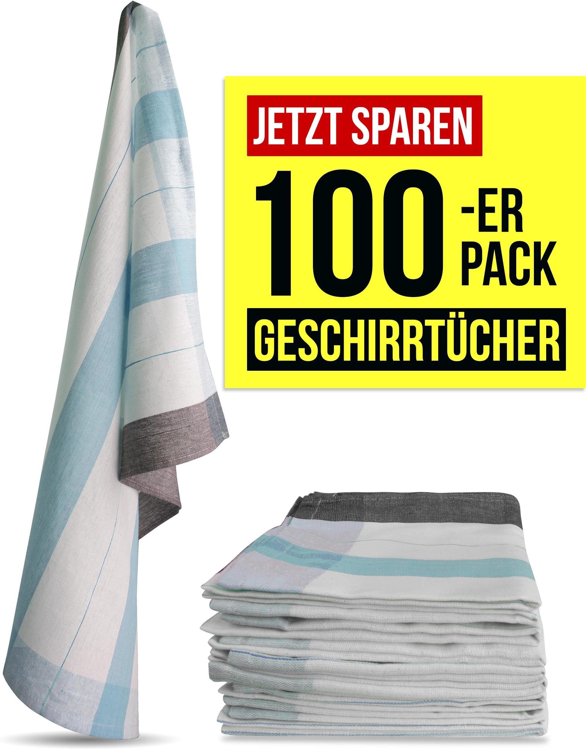 Aspero Geschirrtuch 100 Geschirrtücher aus Baumwolle, (10er Pack), Küchentücher Geschirrhandtücher Blau