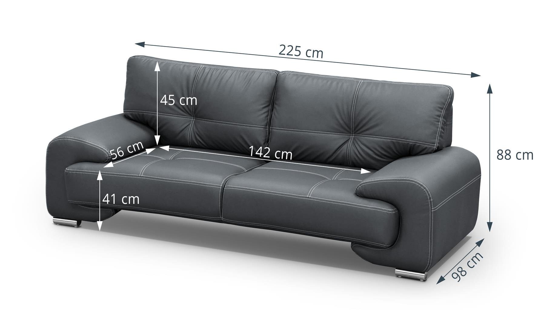 Sofa Beautysofa OMEGA Dreisitzer (dolaro Sofa 40) Couch Neu Anthrazit
