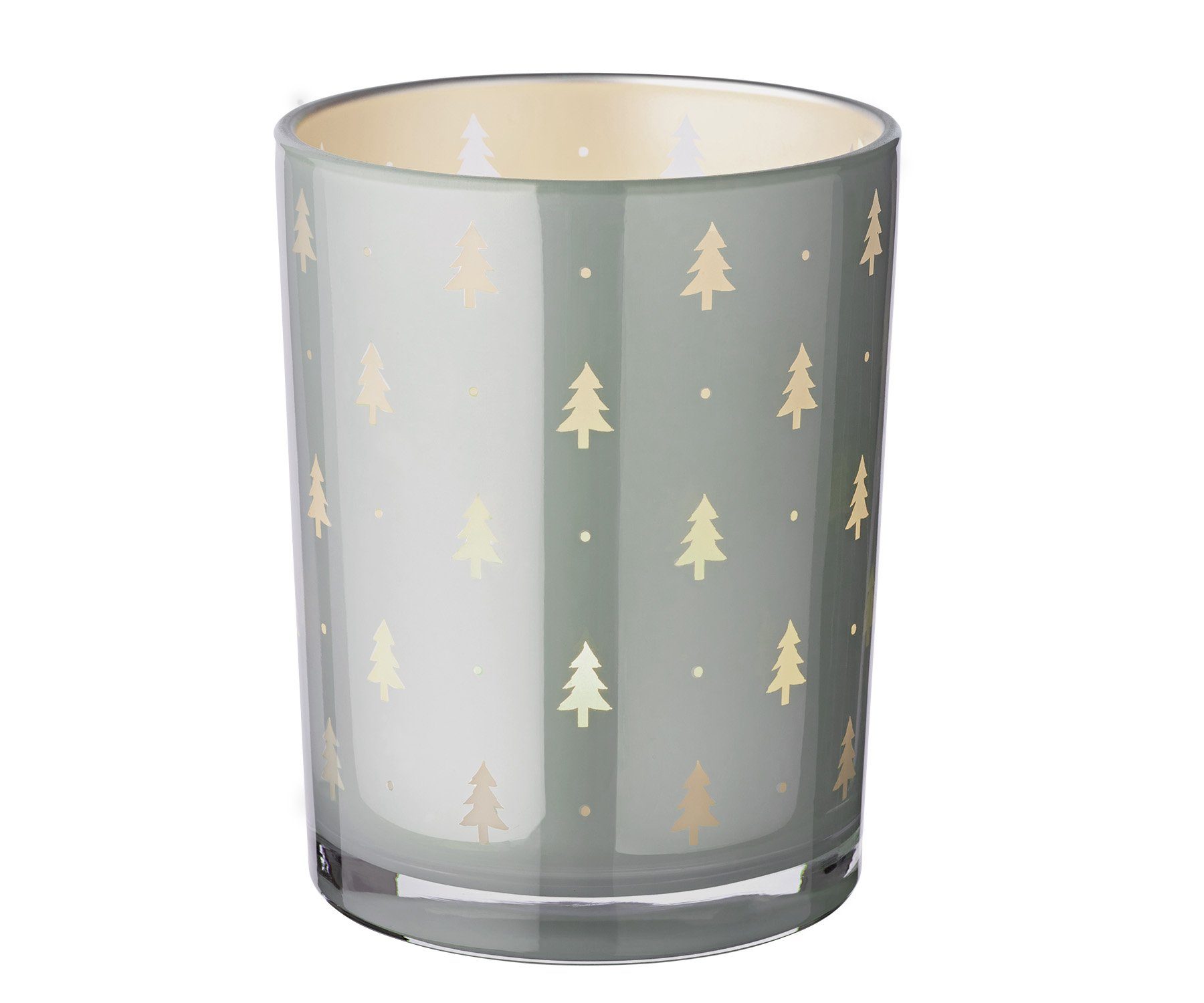 EDZARD Windlicht Tani, Glas, Tannen-Motiv, grau, günstig online kaufen