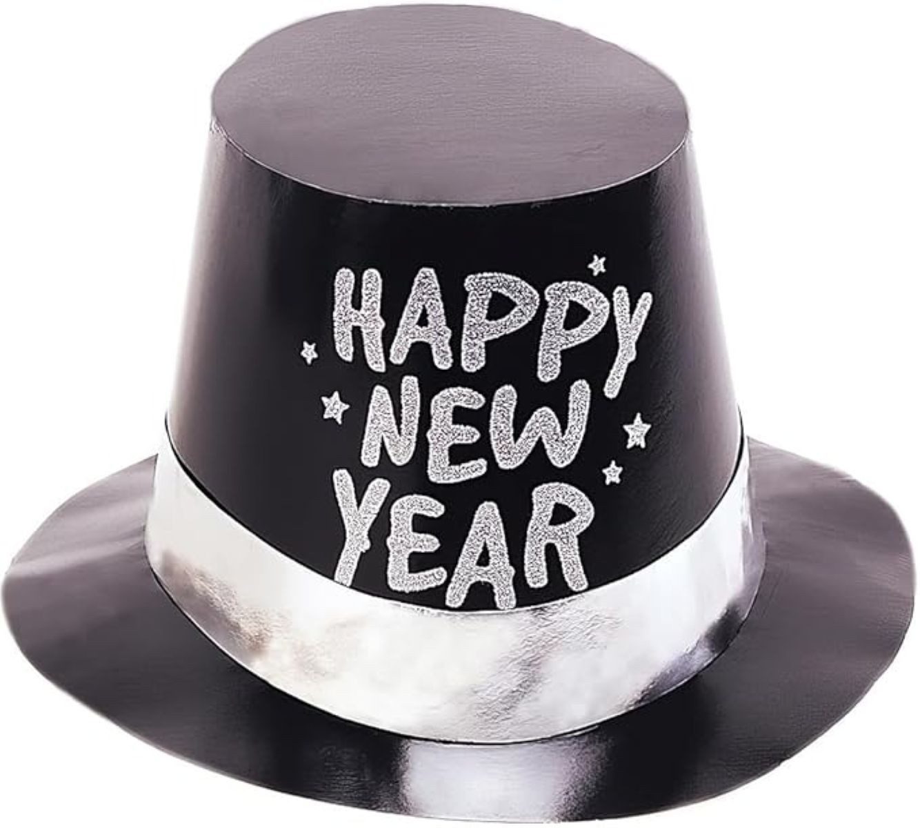 Unique Industries Inc. Kostüm Partyhut New Year Zylinder Glitzer Schwarz