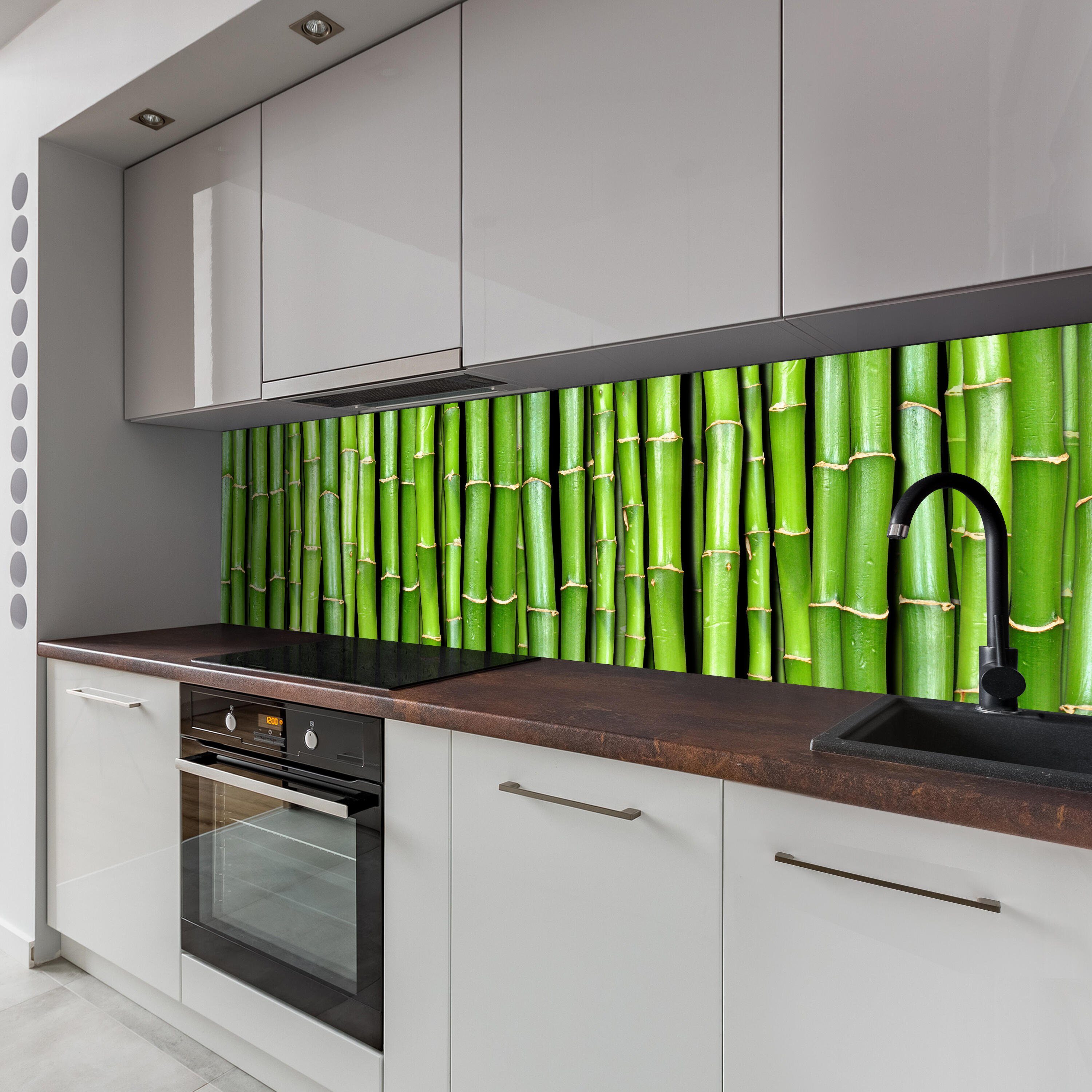 Nischenrückwand Hartschaum (1-tlg), Bambuswand, Premium in Größen wandmotiv24 Küchenrückwand versch.