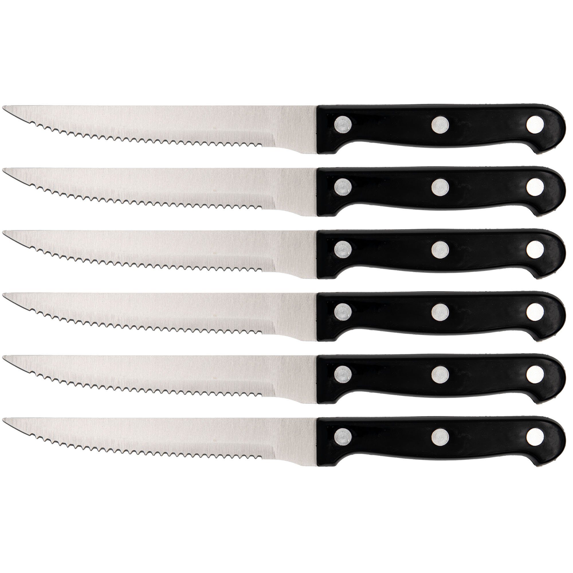 TSB Werk Steakmesser 6x Steakmesser Edelstahl Pizzamesser Steak Messer (6 Stück), Grillbesteck, Fleischmesser, Set