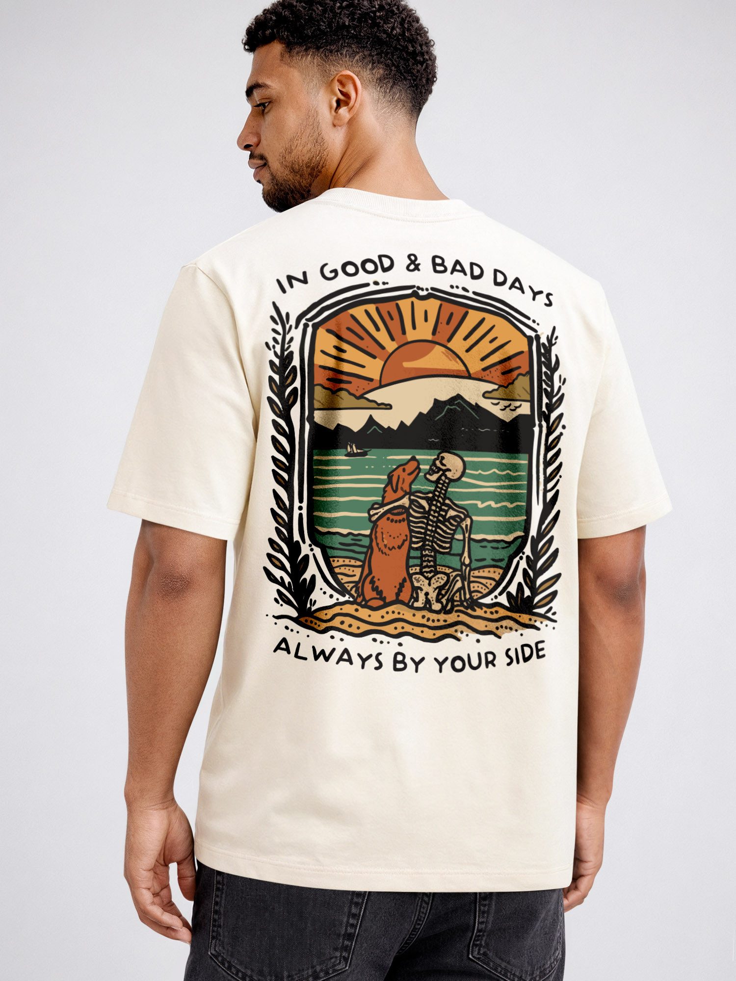 Neverless Oversize-Shirt Herren T-Shirt - Alway by your side - Oversized Relaxed Fit Sommer mit Print