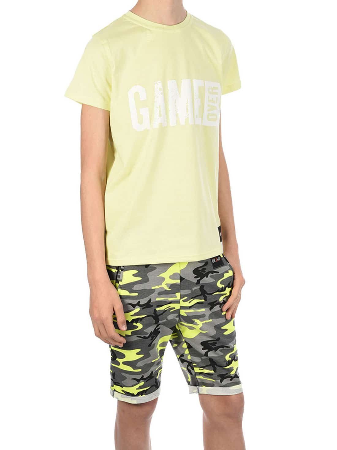Shorts Jungen mit BEZLIT elastischem (1-tlg) Set / Camouflage Gelb Gelb Sommer & T-Shirt Bund