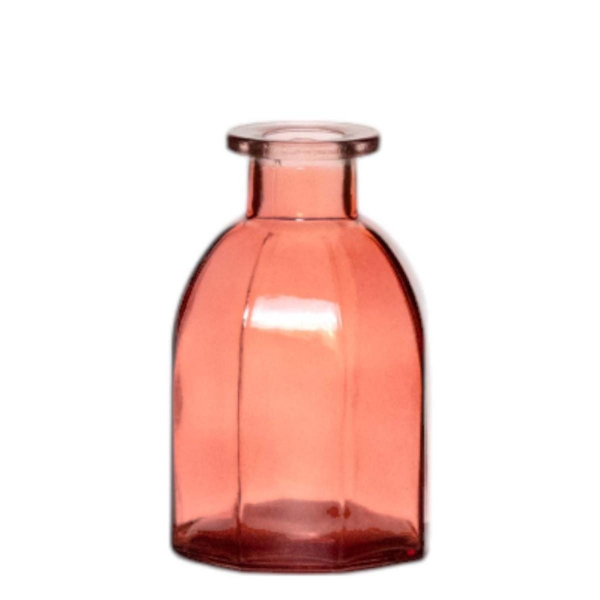 INNA-Glas Dekovase Blumenvase JAZZY, aus Glas, mit Rillen, rot-transparent, 10cm, Ø6,5cm