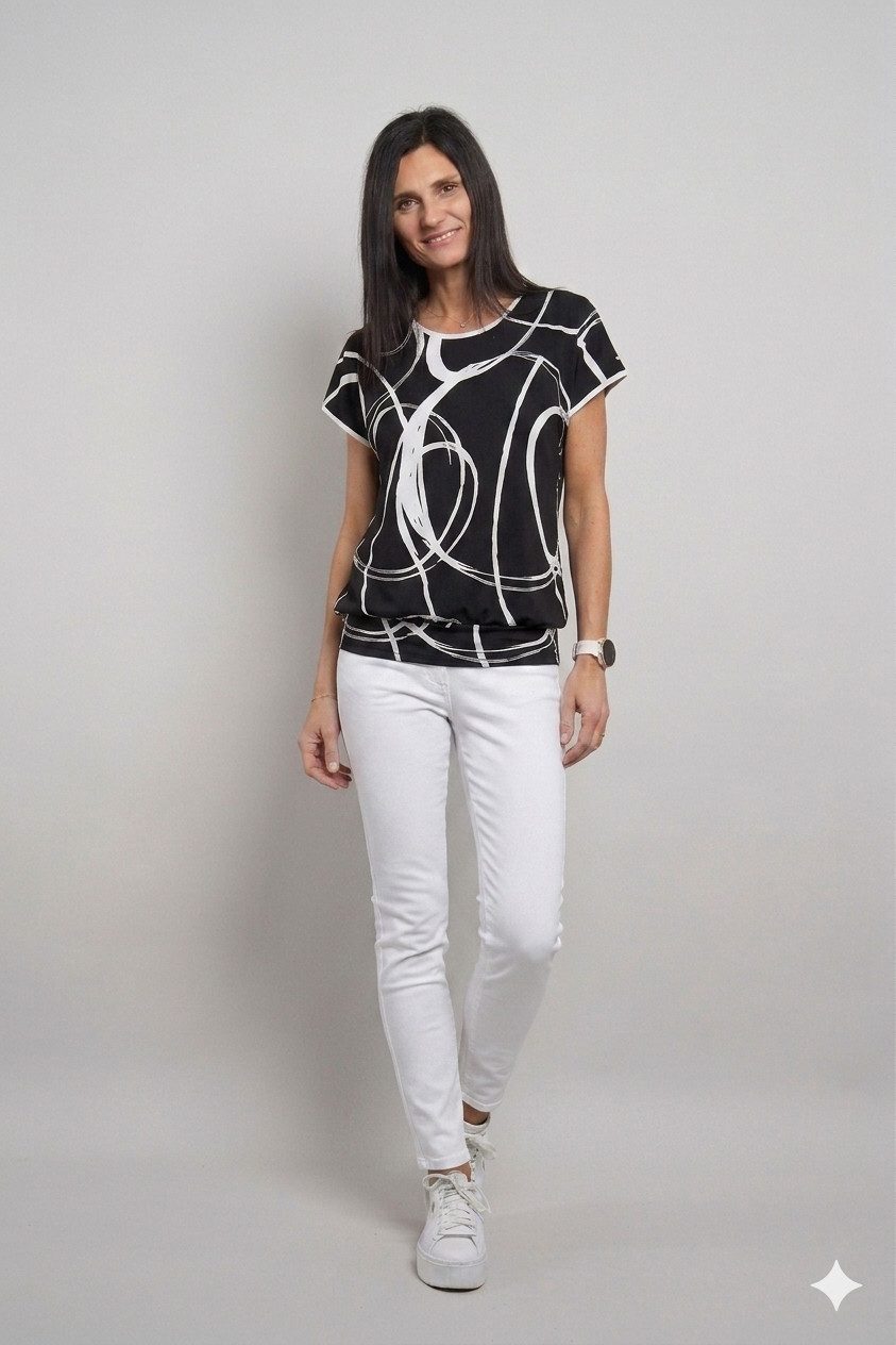 Seidel Moden Kurzarmshirt mit grafischem Muster - Rundhals - MADE IN GERMANY