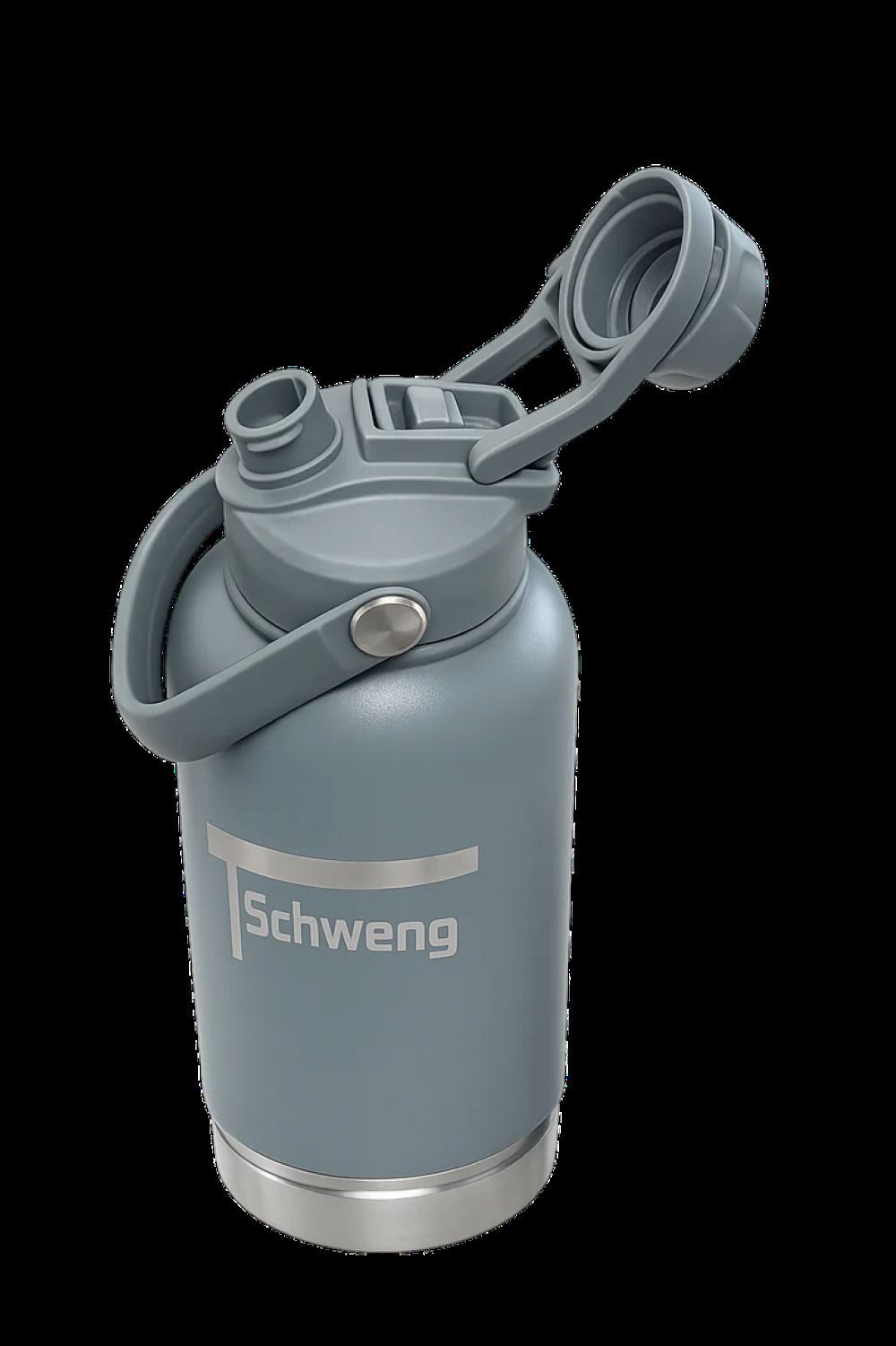 Schweng Isolierflasche 3-in-1 Isolier-Trinkflasche für Mensch & Hund – ca. 950 ml Grau