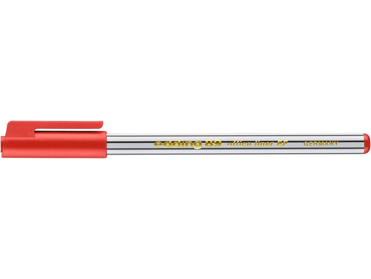 edding Fineliner edding 89 office liner EF Fineliner 10er Set Rot, metallgefasste Kunststoffspitze