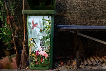 MuchoWow Wandsticker Dschungel - Natur - Jungen - Mädchen - Kinder - Zebra - Flamingo (1 St), Mülleimer-aufkleber, Mülltonne, Sticker, Container, Abfalbehälter