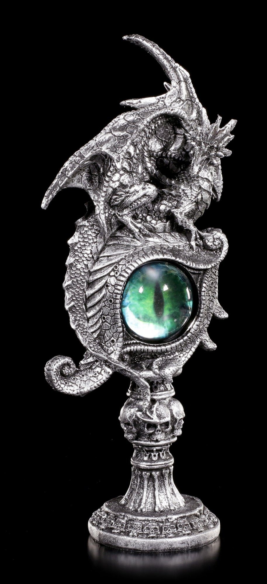 Figuren Shop GmbH Dekofigur Drachen Figur mit grünem Auge - Into your Soul - Fantasy Deko