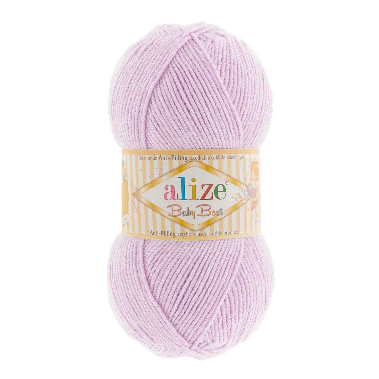 Thumbnail - Alize 5 x 100g Strickgarn ALIZE Baby Best uni Babywolle Wolle Antipilling Häkelwolle, 240 m (Sparpaket), 27 hellflieder