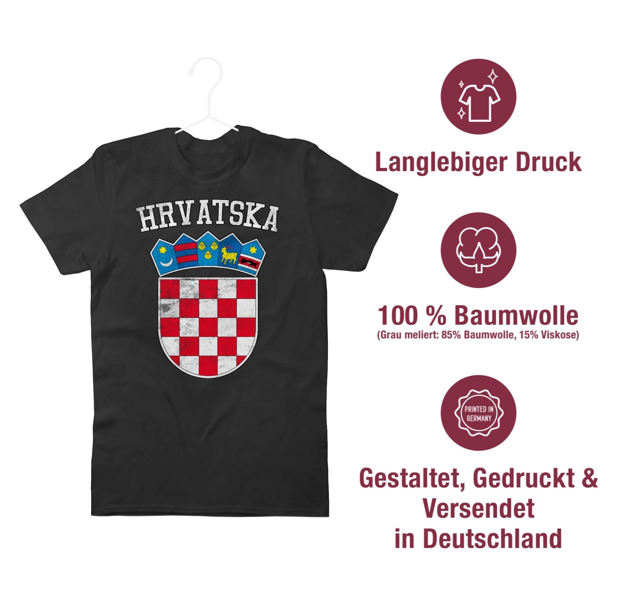 WM Fussball Schwarz EM Kroatien 2024 Shirtracer 1 Wappen T-Shirt