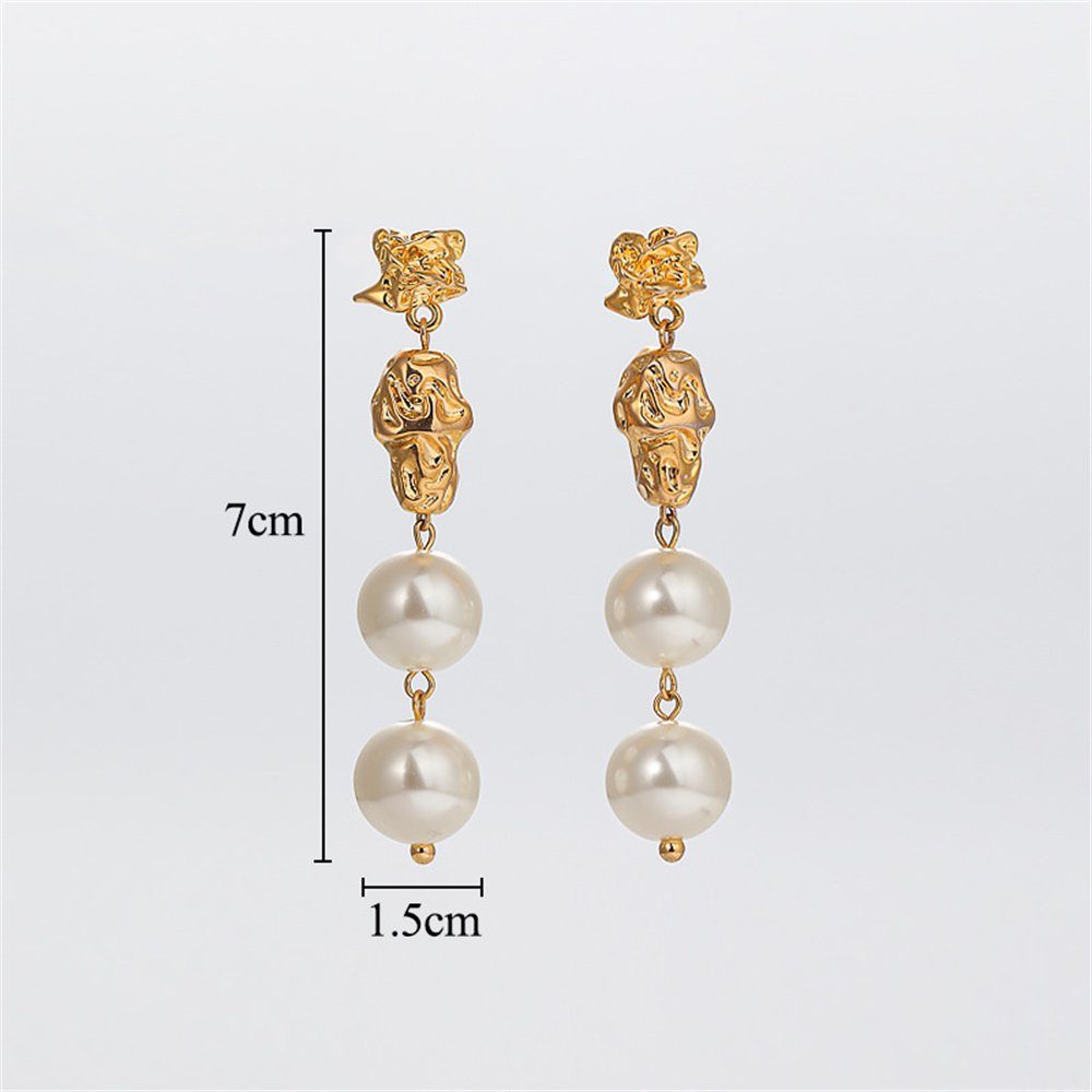 Ohrringe Premium lange Ohrringe Set, Ohrring-Set Stück Vintage Perle 3 Rouemi Set Gold